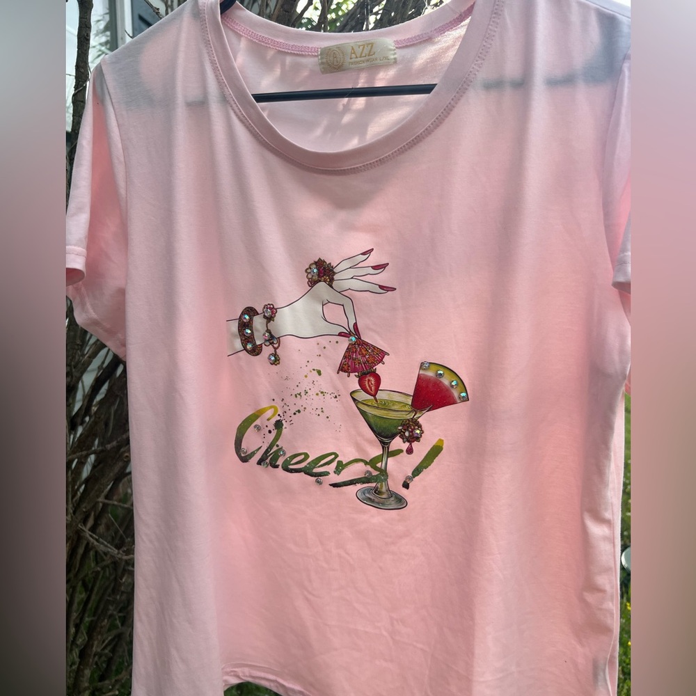 AZZ Fashion Wear, Cotton/Poly blend S/M L/X, red, white, black, pink, and white.